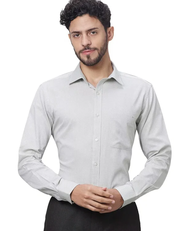 Pure Cotton Self Design Slim Fit Textured Formal Shirt - Image 6