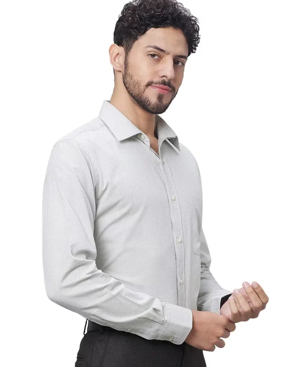 Pure Cotton Self Design Slim Fit Textured Formal Shirt