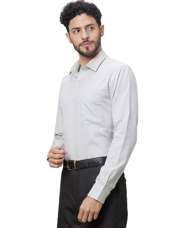 Pure Cotton Self Design Slim Fit Textured Formal Shirt - Image 2