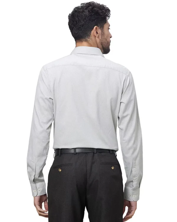 Pure Cotton Self Design Slim Fit Textured Formal Shirt - Image 4