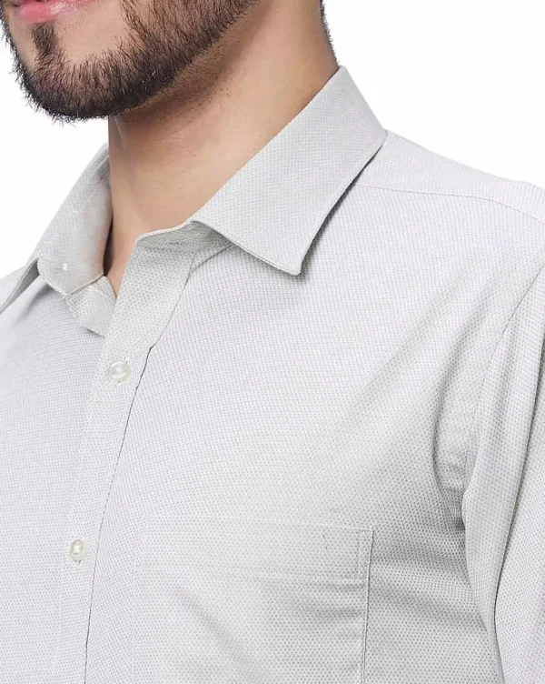Pure Cotton Self Design Slim Fit Textured Formal Shirt - Image 3